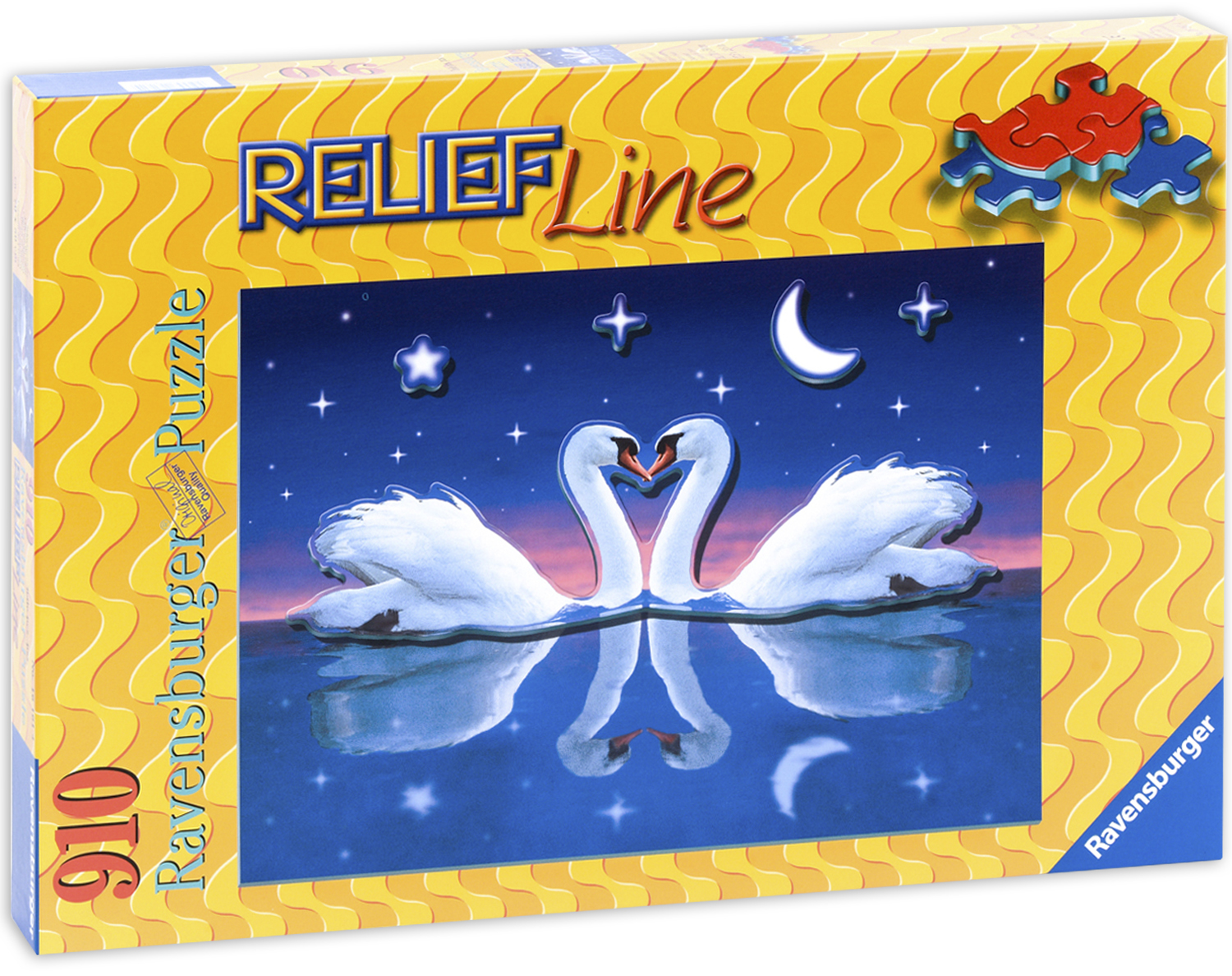 Релефен пъзел Ravensburger от 1000 части - Лебеди