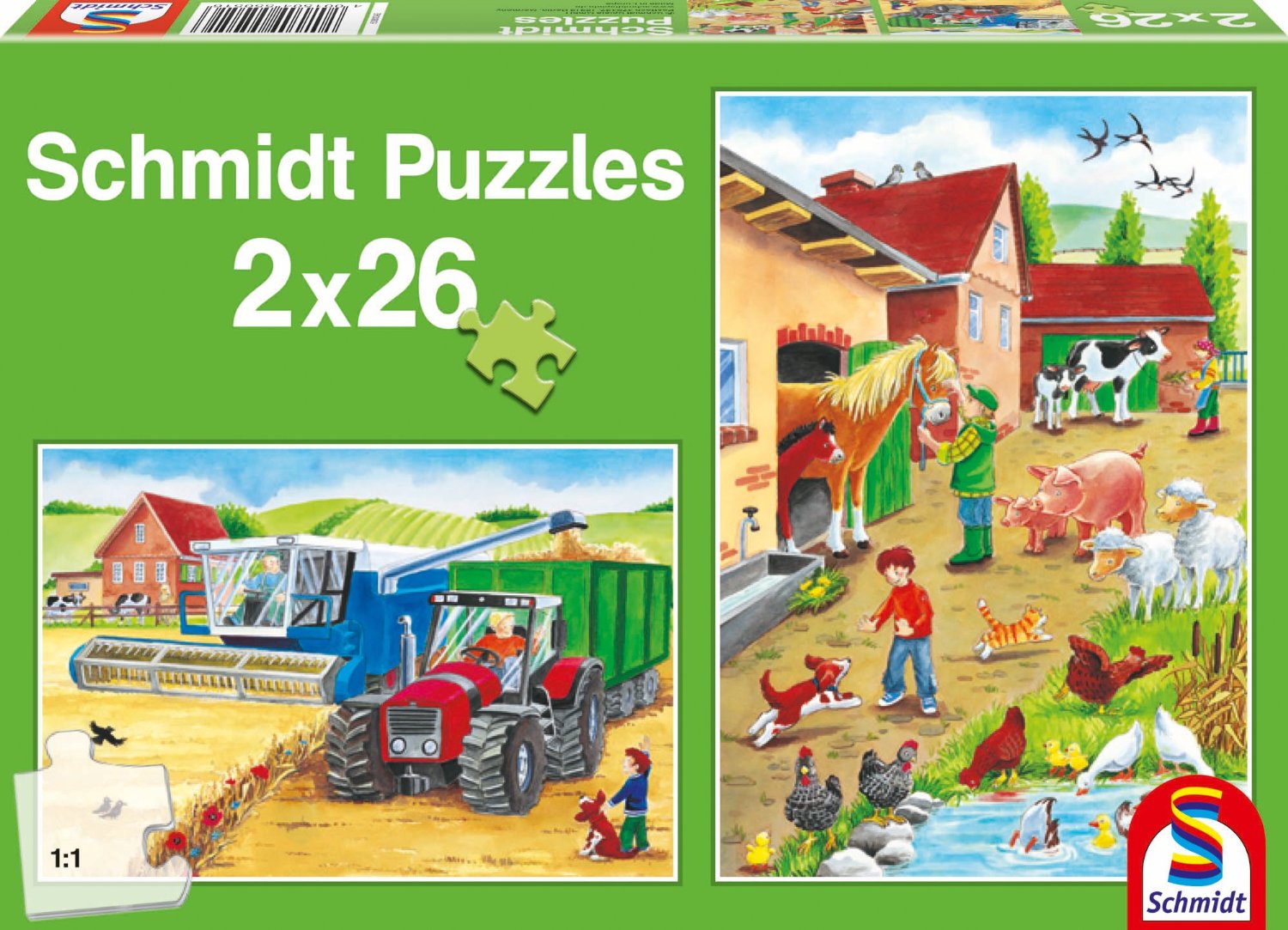 Пъзел Schmidt от 2 x 26 части - Във фермата