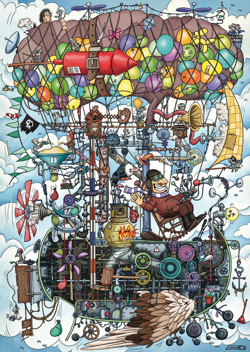 Пъзел Schmidt от 1000 части - Невероятната летяща машина на Гъмпърт 