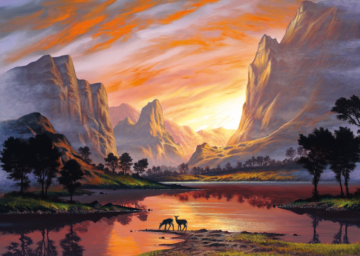 Пъзел Schmidt от 1000 части - Долина обляна в златна светлина 