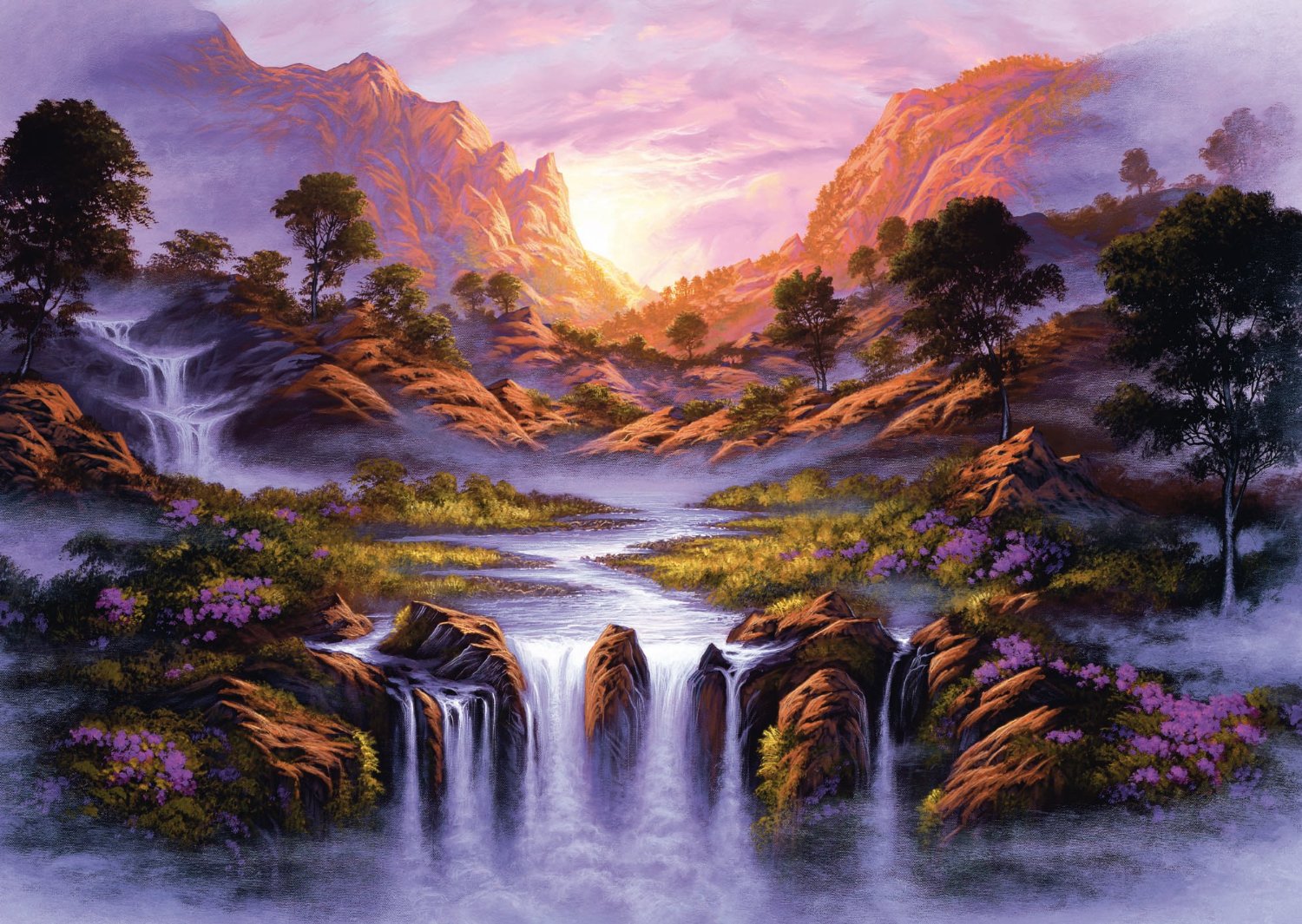 Пъзел Schmidt от 1000 части - Изумителен водопад, Джон Ратенбъри