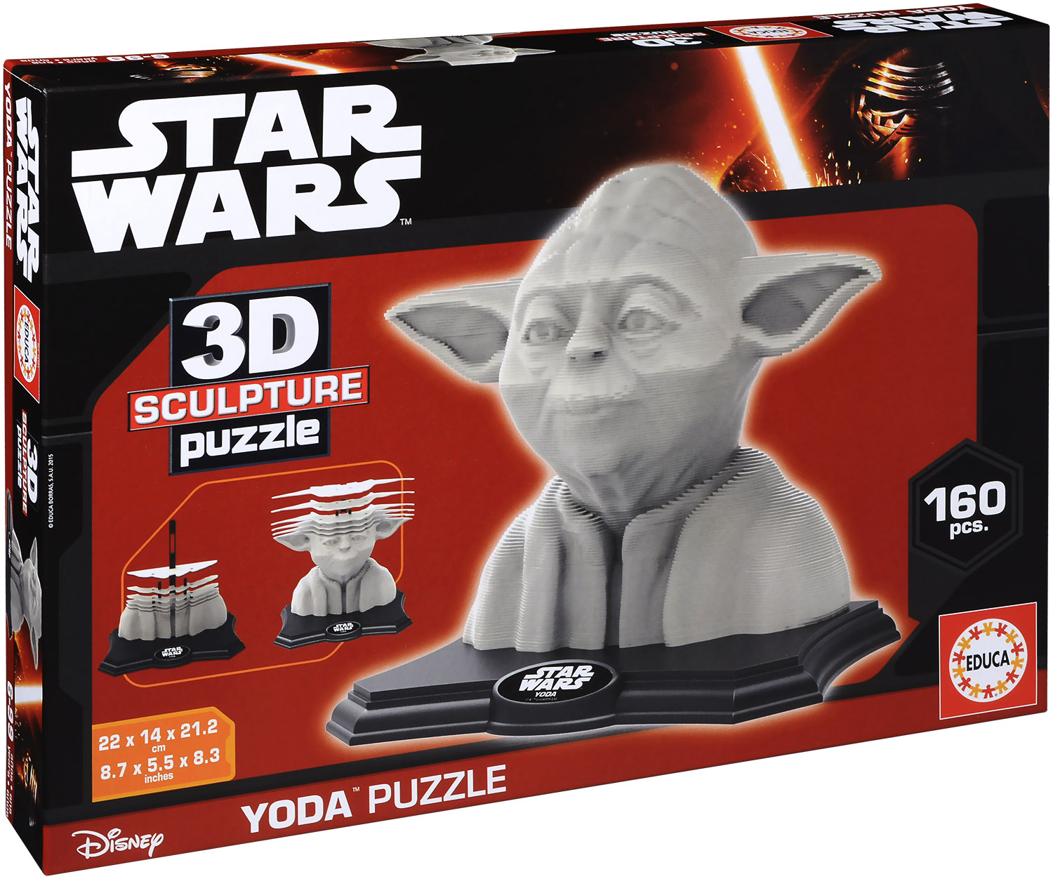 3D пъзел-скулптура Educa от 160 части - Учителят Йода