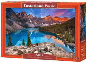 Пъзел Castorland от 500 части - Изгрев над езерото Морейн, Канада