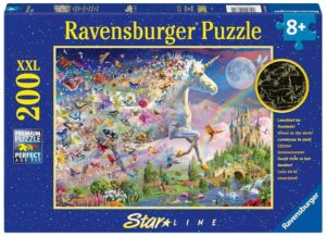 Светещ пъзел Ravensburger от 200 XXL части - Пеперуди и еднорог