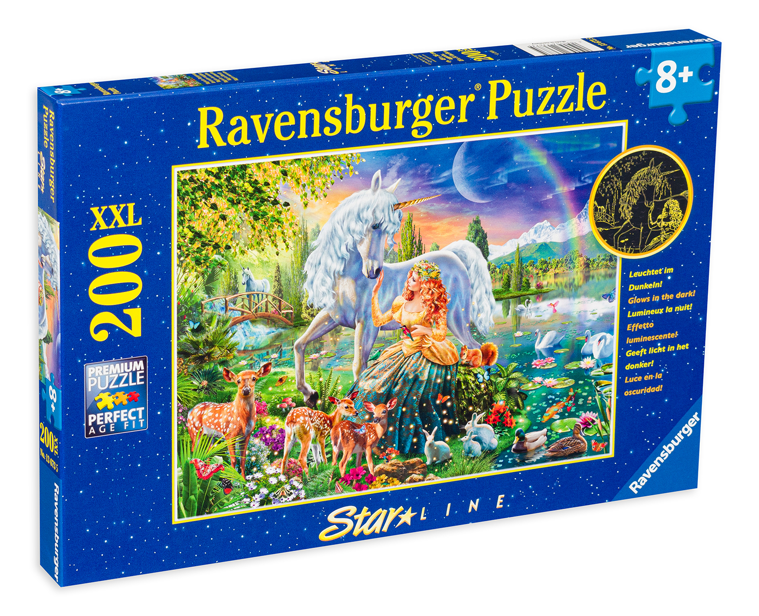 Светещ пъзел Ravensburger от 200 XXL части - Вълшебен еднорог