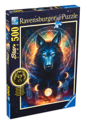 Светещ пъзел Ravensburger от 500 части - Вълчи поглед