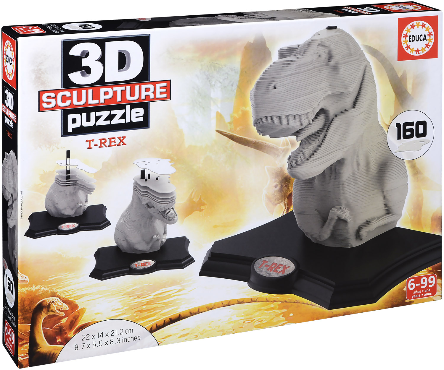 3D пъзел-скулптура Educa от 160 части - Тиранозавър Рекс