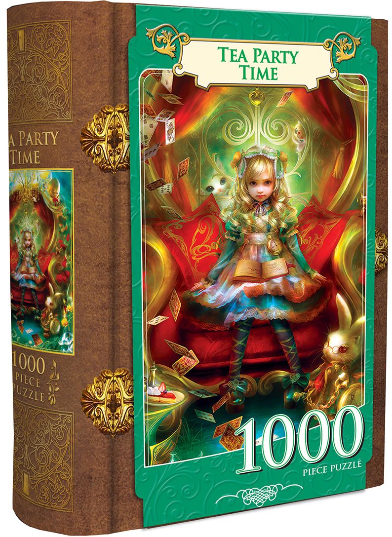 Пъзел в кутия-книга Master Pieces от 1000 части - Алиса в Страната на чудесата, чаено парти