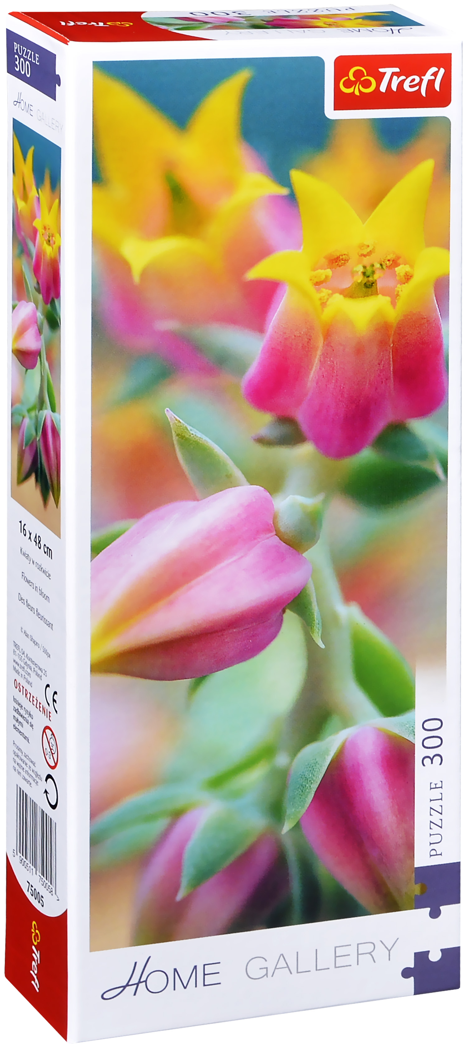 Панорамен пъзел Trefl от 300 части - Цъфтящи цветя