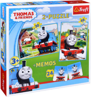 Комплект пъзел и мемо игра Trefl 2 в 1 - Томас и приятели