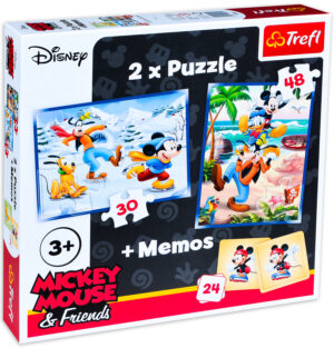 Комплект пъзел и мемо игра Trefl 2 в 1 - Мики Маус и приятели