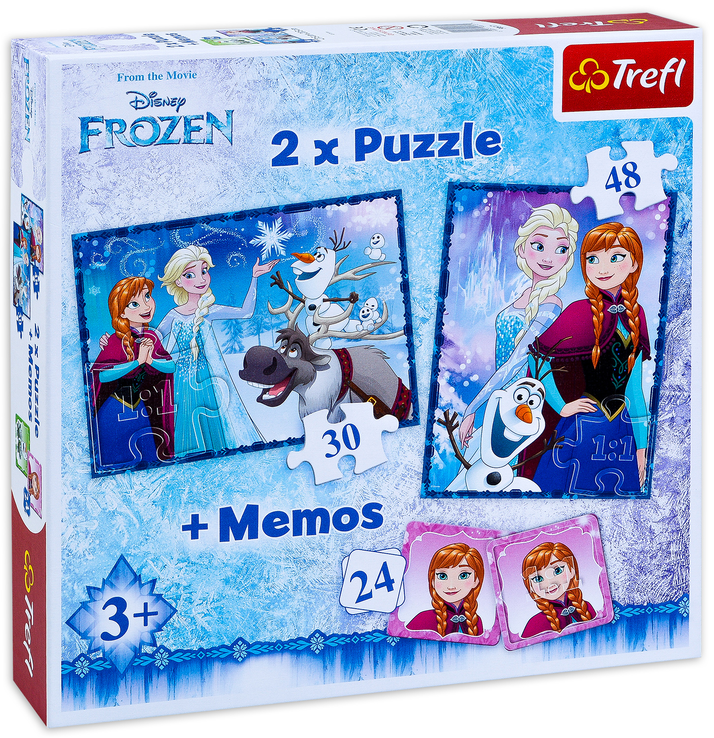 Комплект пъзел и мемо игра Trefl 2 в 1 - Замръзналото кралство, Анна и Елза