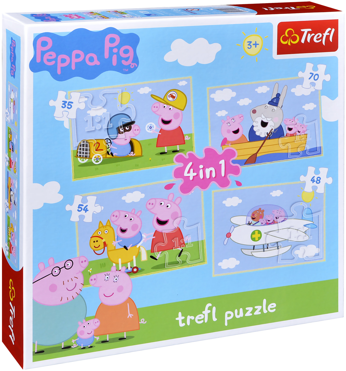 Пъзел Trefl 4 в 1 - Приключенията на Прасенцето Пепа