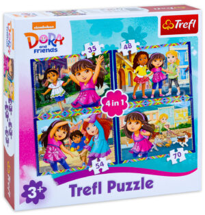 Пъзел Trefl 4 в 1 - Дора и приятели