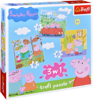 Пъзел Trefl 3 в 1 - Прасенцето Пепа
