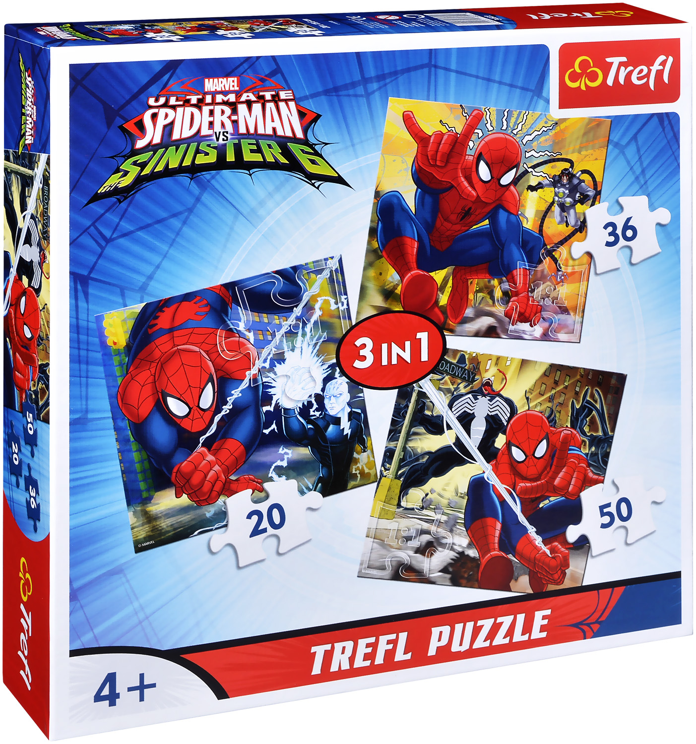 Пъзел Trefl 3 в 1 - Светът на Спайдър-Мен