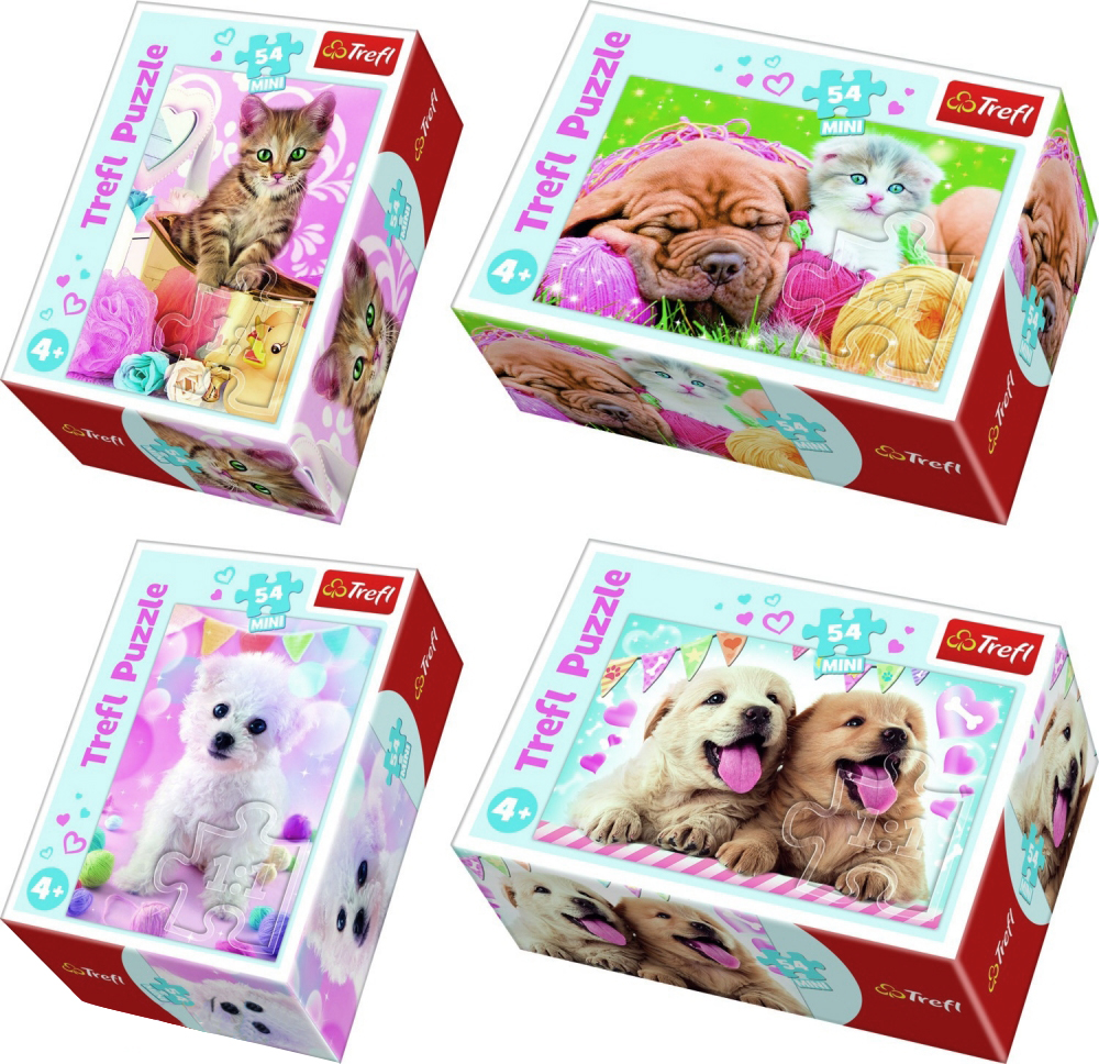 Мини пъзел Trefl от 54 части - Домашни любимци, асортимент