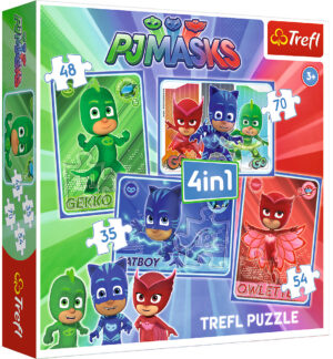 Пъзел Trefl 4 в 1 - Катбой и отбора, PJ Masks