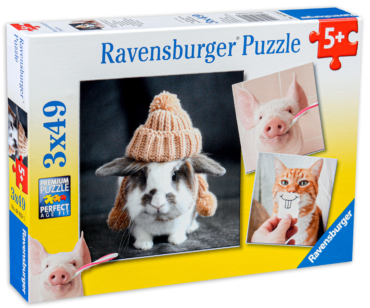 Пъзел Ravensburger от 3 x 49 части - Животни