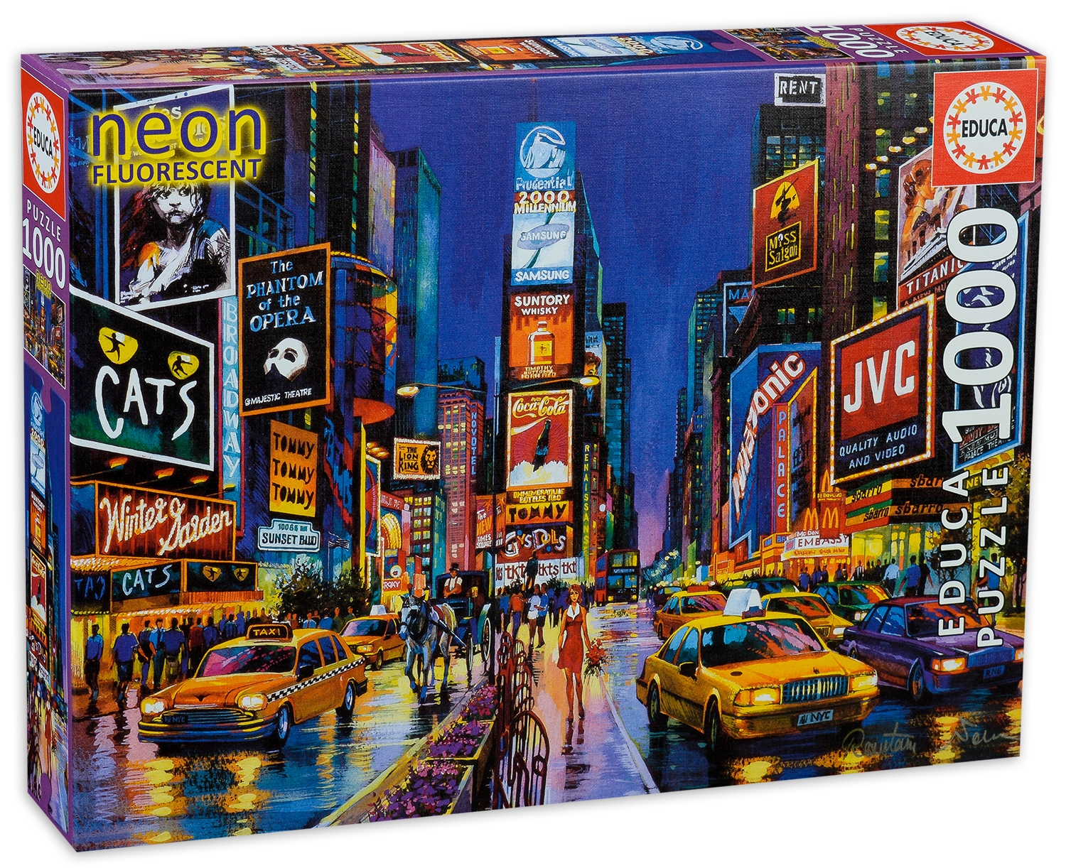 Неонов пъзел Educa от 1000 части - Таймс Скуеър, Ню Йорк