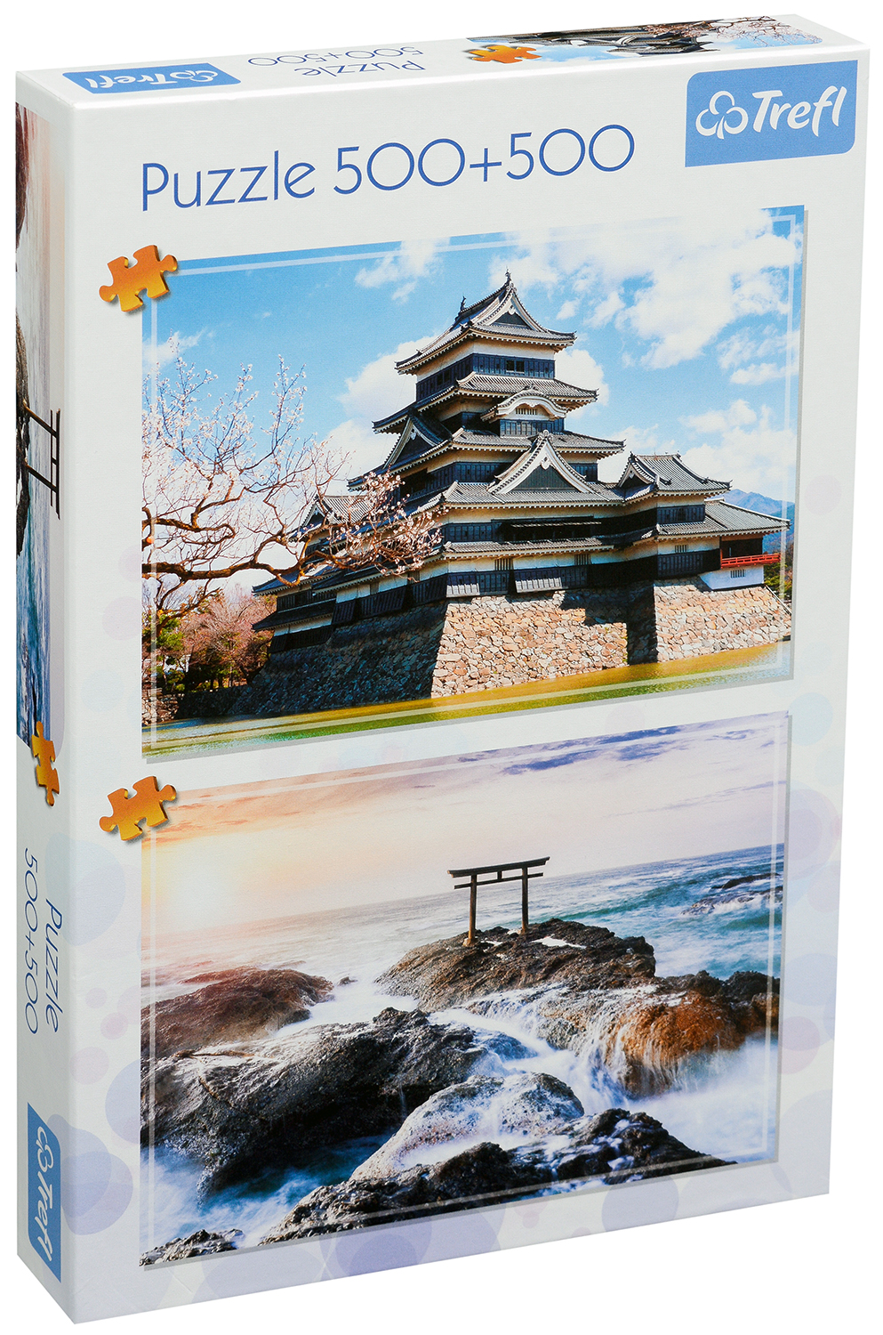 Пъзел Trefl от 2 x 500 части - Замъкът Мацумото и Тории, Япония