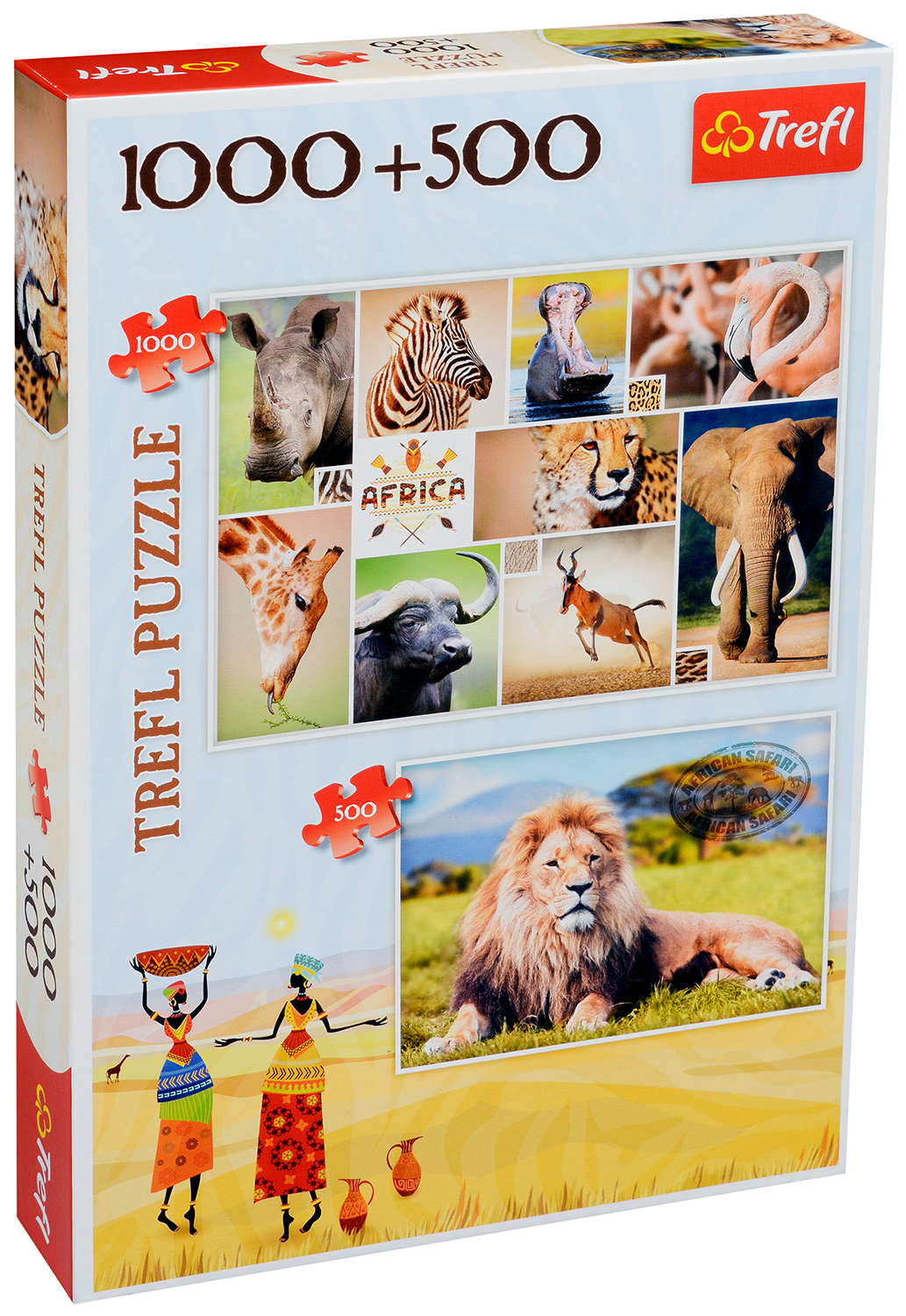 Пъзел Trefl 2 в 1 от 500 и 1000 части - Сафари