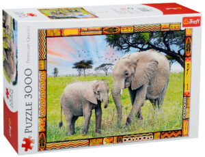 Пъзел Trefl от 3000 части - Слонове, Савана