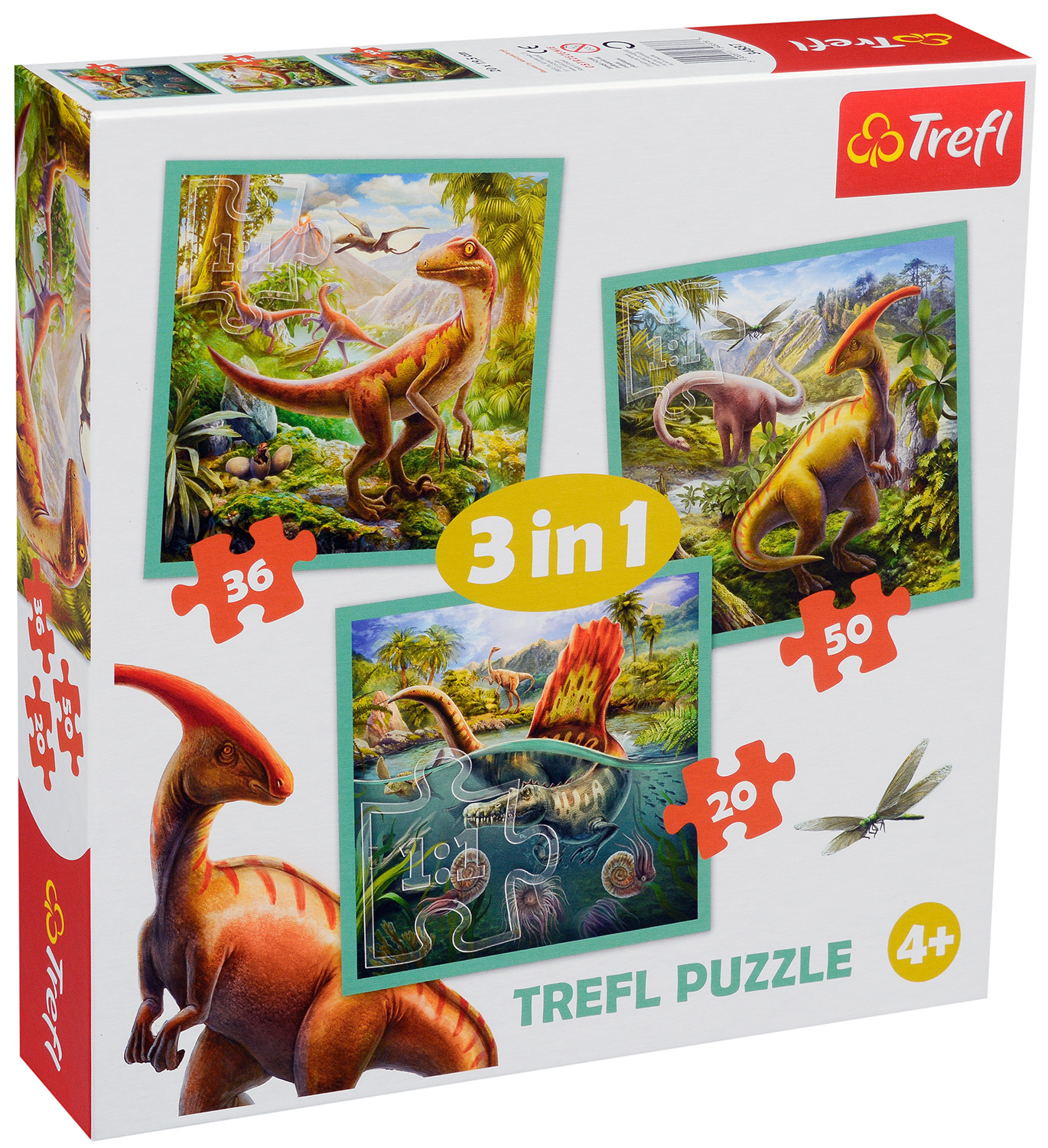 Пъзел Trefl 3 в 1 - Динозавърски свят