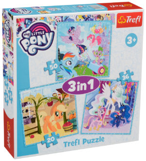 Пъзел Trefl 3 в 1 - Щастливият ден на понито, Малкото пони