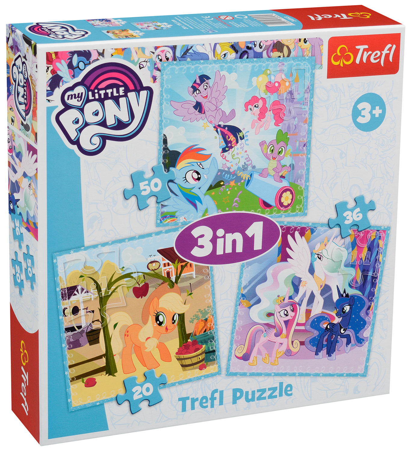 Пъзел Trefl 3 в 1 - Щастливият ден на понито, Малкото пони
