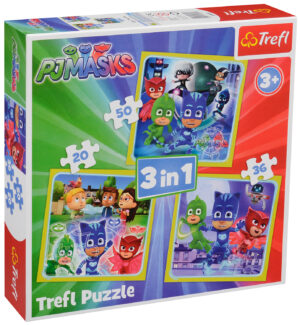 Пъзел Trefl 3 в 1 - Готови за действие, PJ Masks