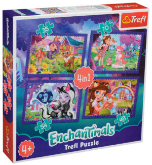 Пъзел Trefl 4 в 1 - Забава с учениците, Enchantimals