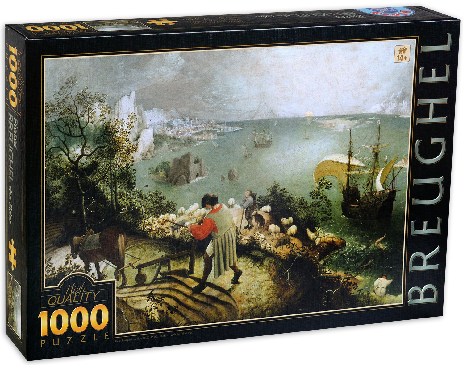Пъзел D-Toys от 1000 части - Пейзаж с падането на Икар, Питер Брьогел Стари