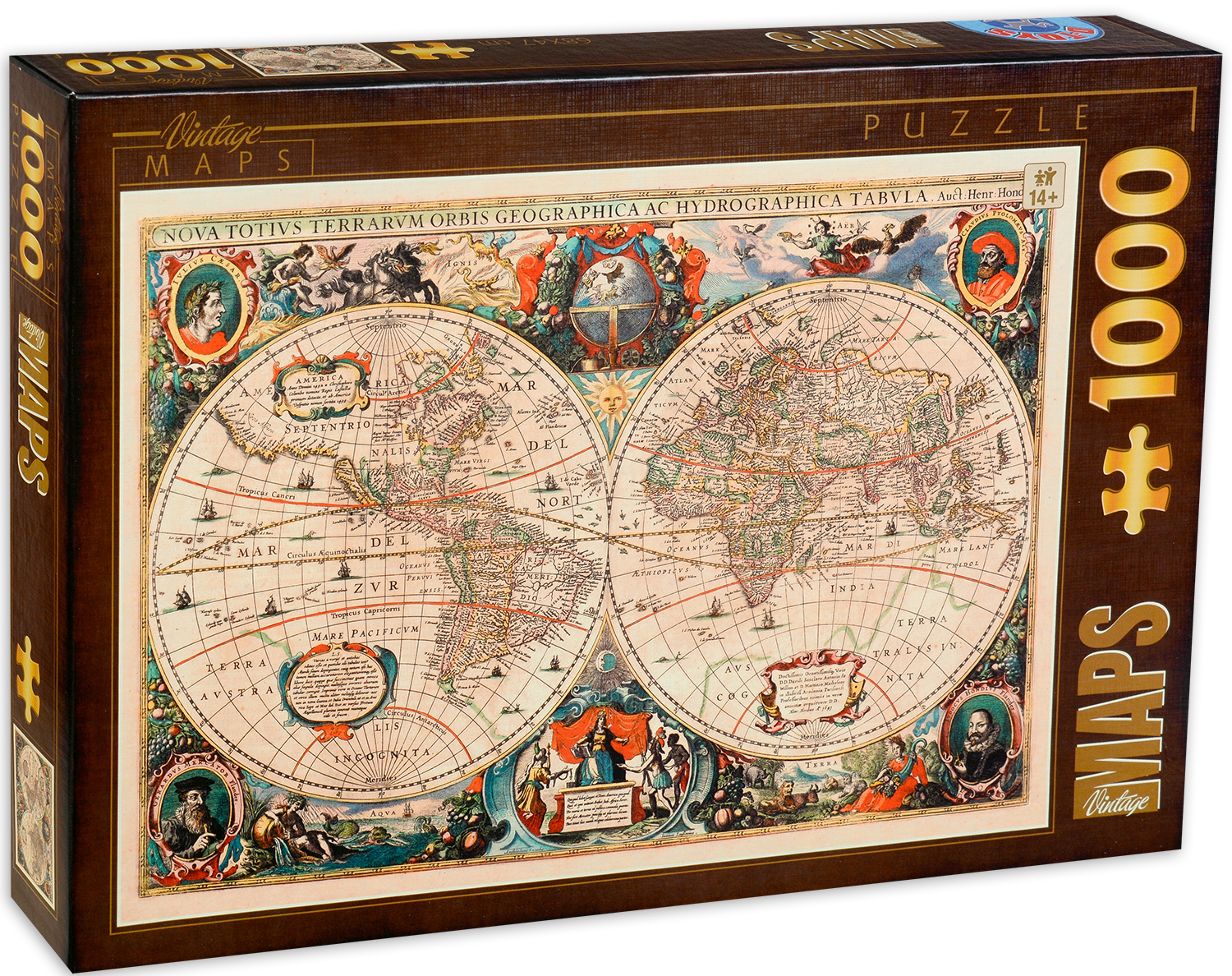 Пъзел D-Toys от 1000 части - Винтидж карти, Старинна карта