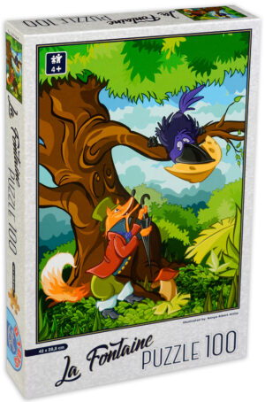 Пъзел D-Toys, La Fontaine от 100 части - Басни, Гарванът и Лисан