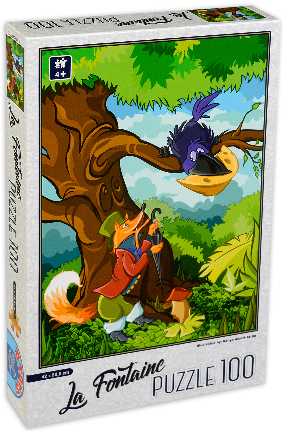 Пъзел D-Toys, La Fontaine от 100 части - Басни, Гарванът и Лисан