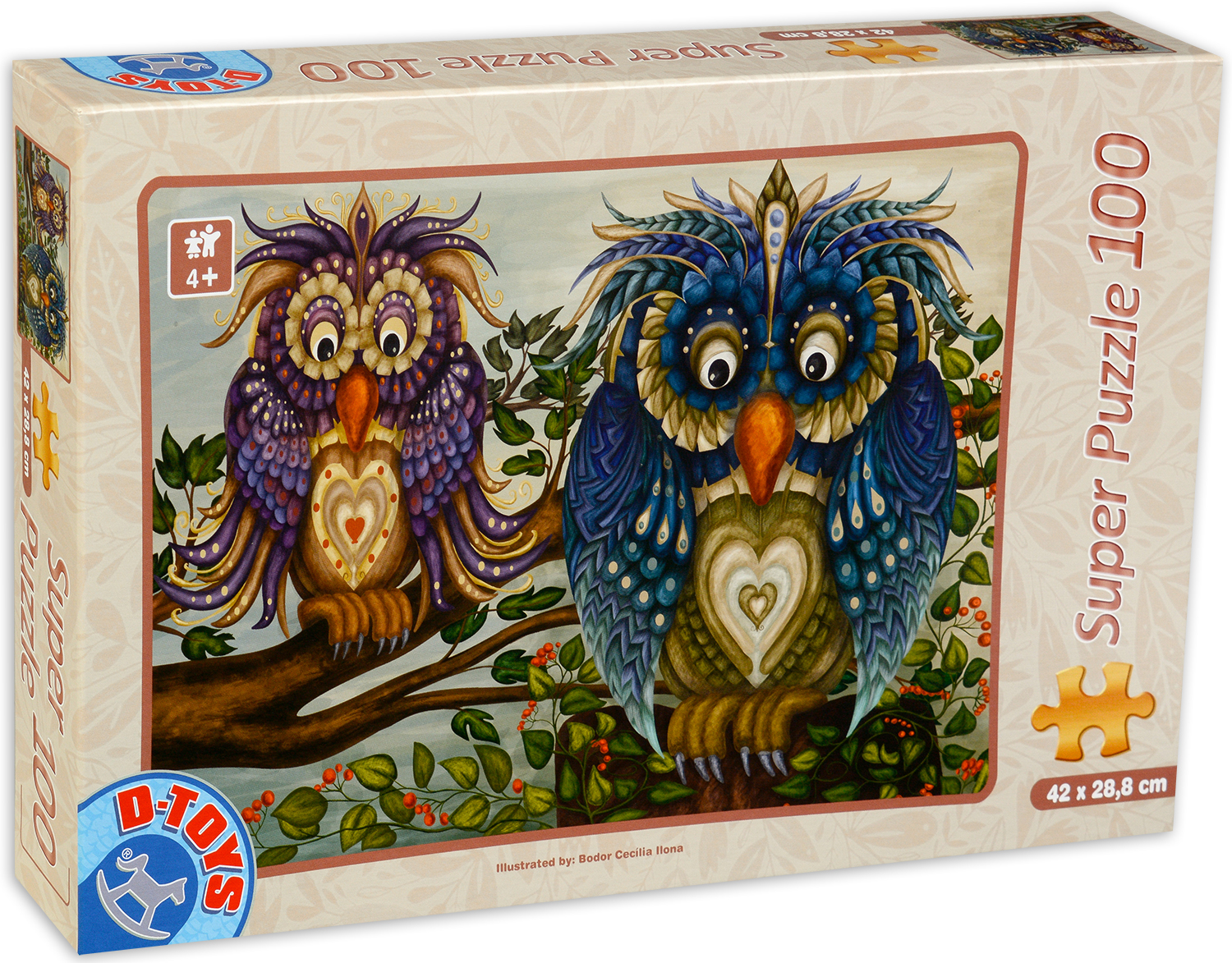 Пъзел D-Toys 100 части - Бухали със сърца