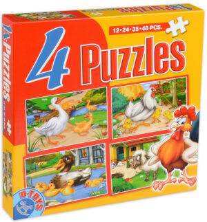 Пъзел D-Toys 4 в 1 - Животни