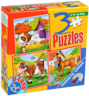 Магнитен пъзел D-Toys 3 в 1 - Животни