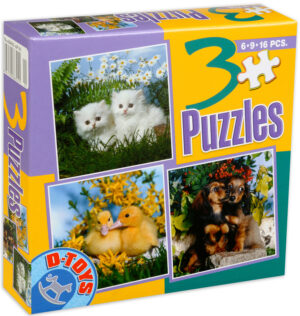 Пъзел D-Toys 3 в 1 - Животни