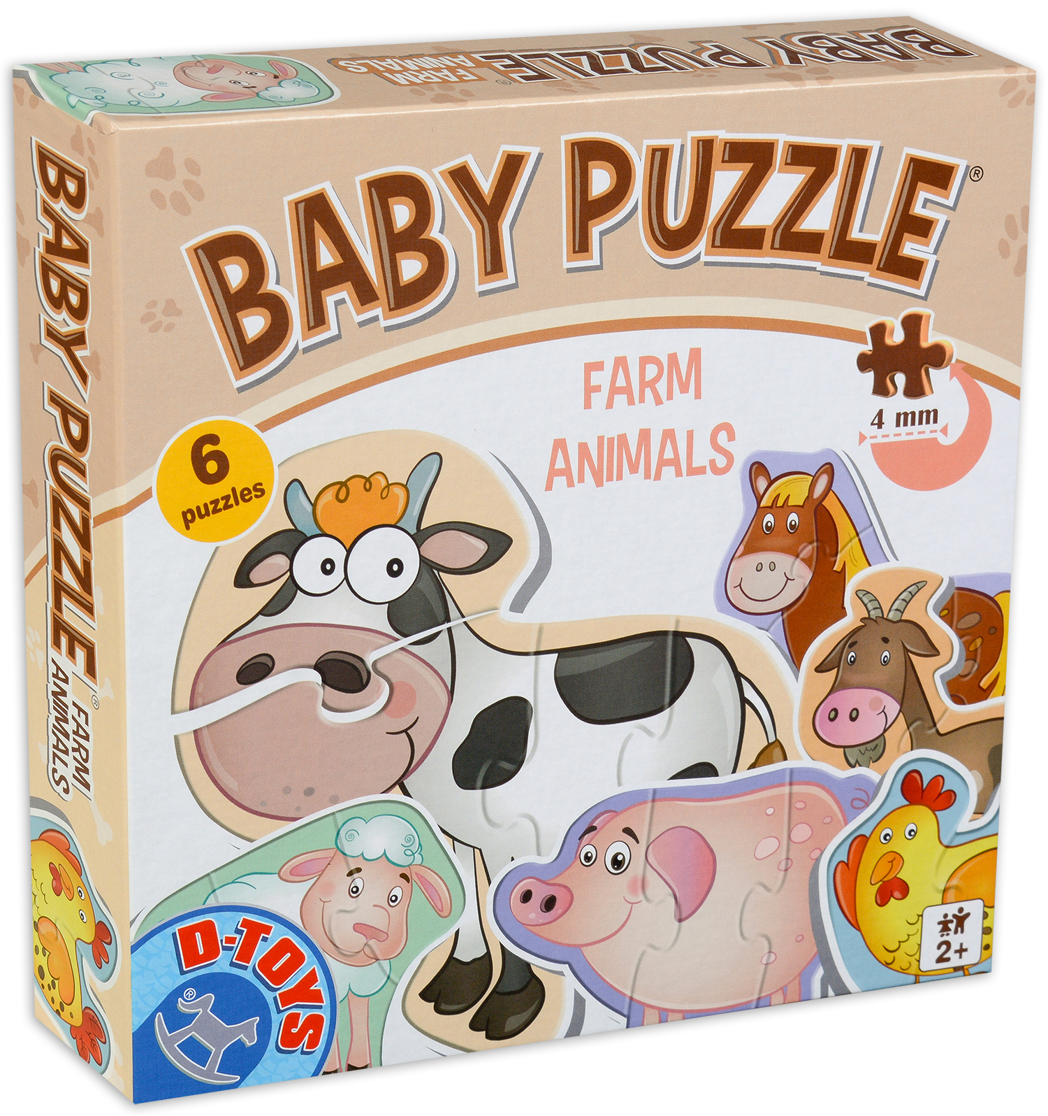 Бебешки пъзел D-Toys 6 в 1 - Животните от фермата