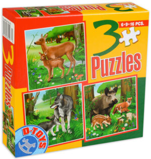 Пъзел D-Toys 3 в 1 - Животни в гората