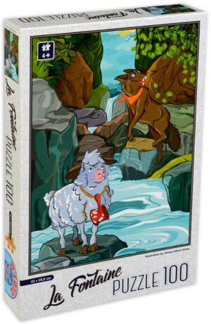 Пъзел D-Toys, La Fontaine от 100 части - Басни, Вълкът и агнето