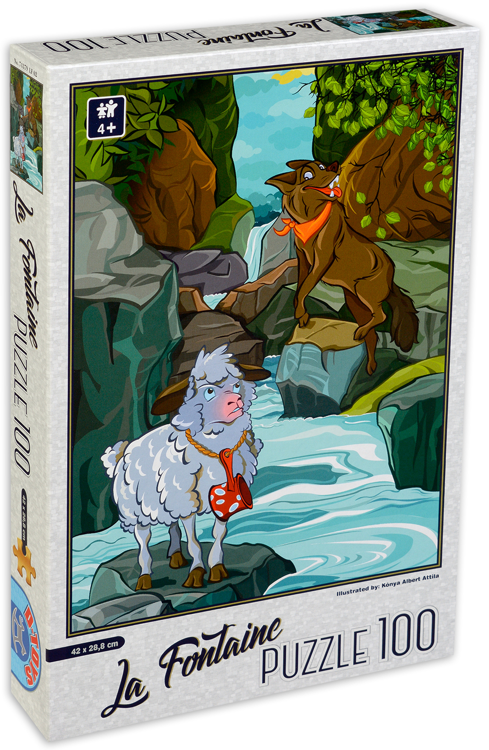 Пъзел D-Toys, La Fontaine от 100 части - Басни, Вълкът и агнето