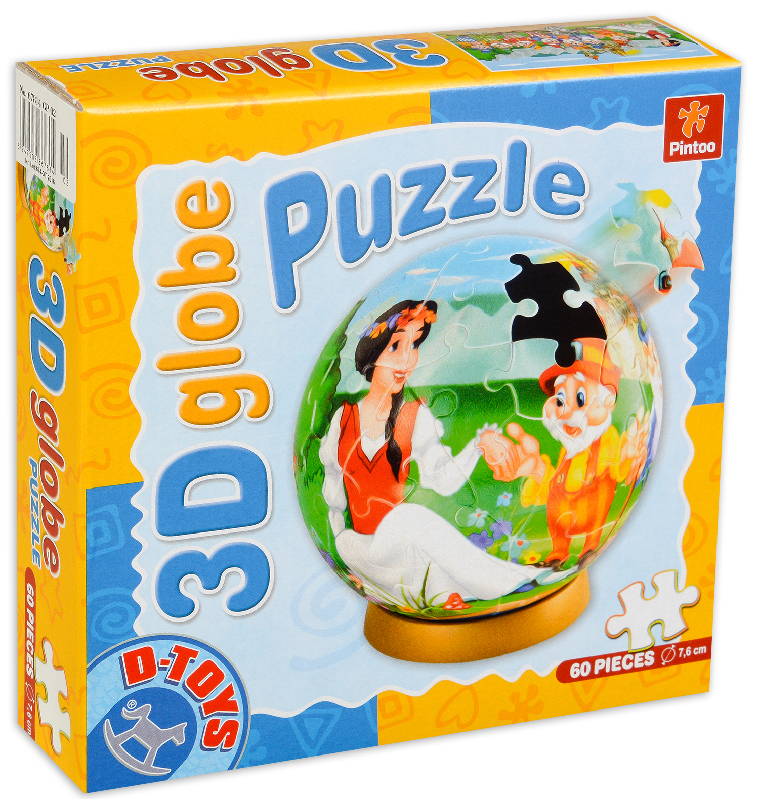 3D пъзел D-Toys от 60 части - Снежанка и седемте джуджета, глобус