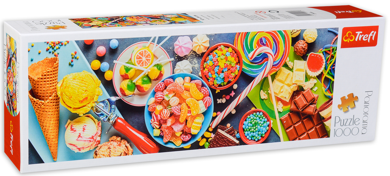 Панорамен пъзел Trefl от 1000 части - Сладки вкуснотийки