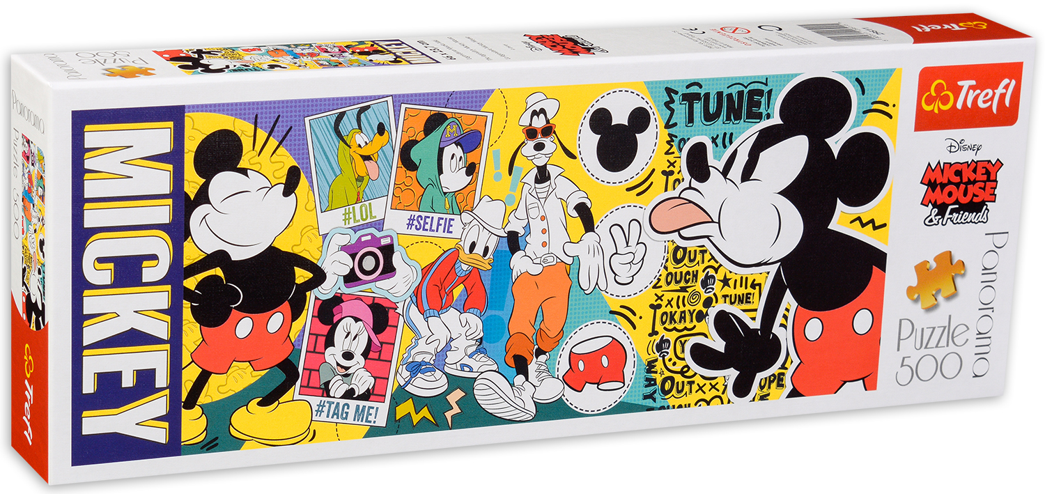 Панорамен пъзел Trefl от 500 части - Мики Маус