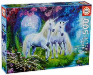 Пъзел Educa от 500 части - Еднорози в гората