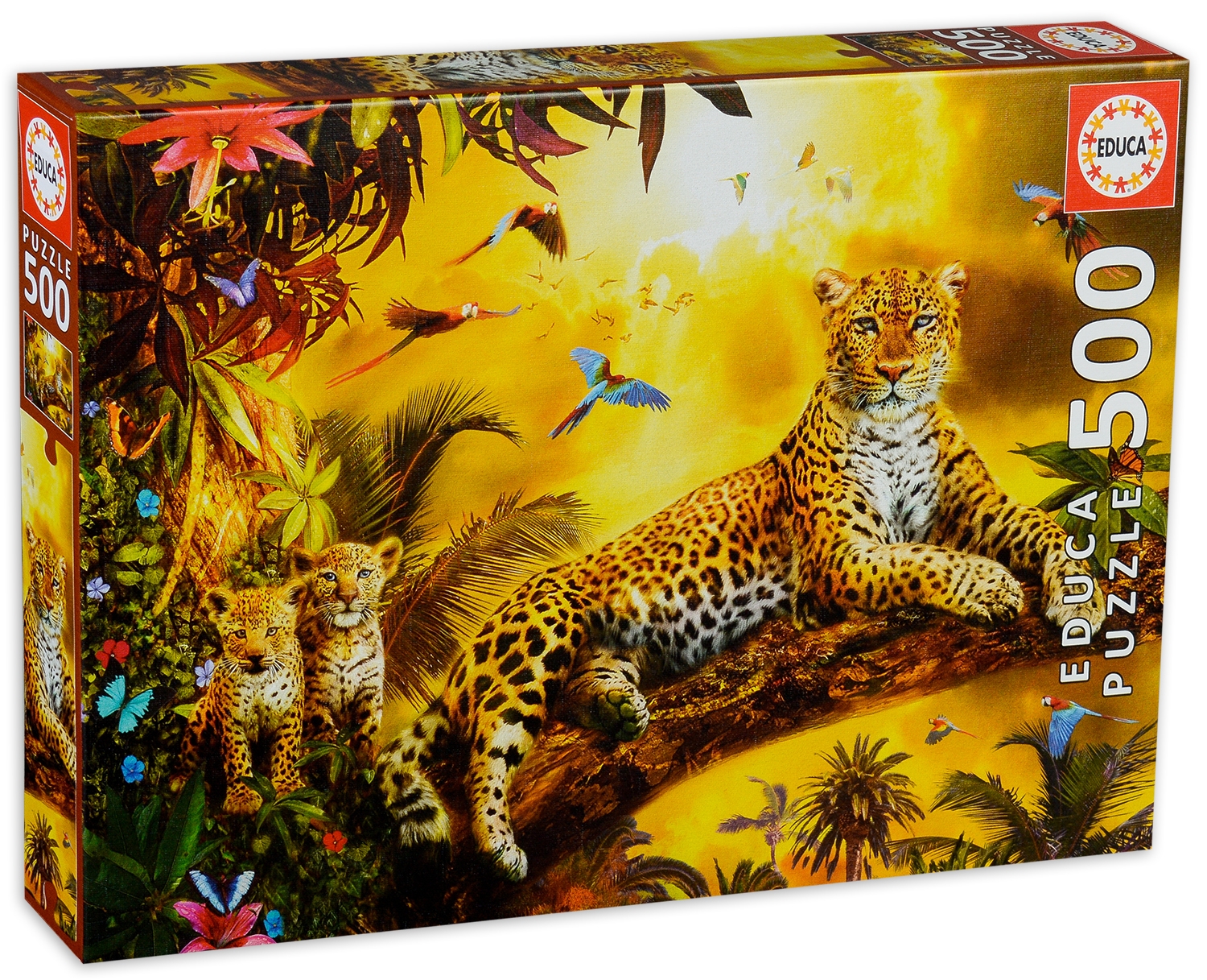 Пъзел Educa от 500 части - Леопард с малките си