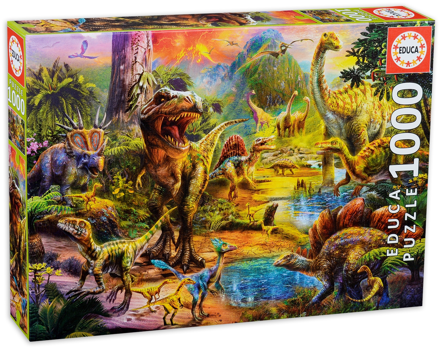 Пъзел Educa от 1000 части - Земя на динозаври
